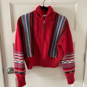 Zara Red Zip Knit Sweater - Small
